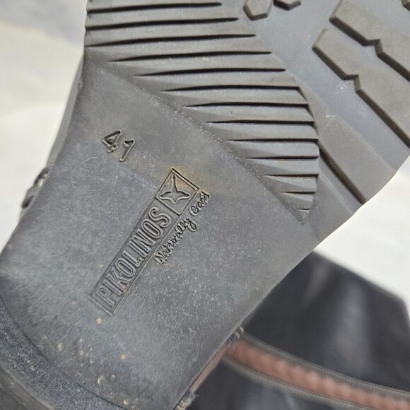 Pikolinos Garda Riding Boots Womens 41 US 10.5-11 Black Leather Brown Braid Trim - Picture 5 of 16